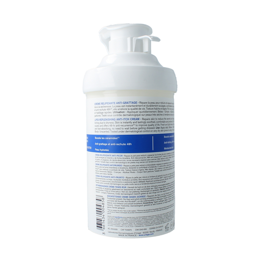 Uriage Xemose body cream in 400ml jar, moisturizing and soothing skincare product for sensitive skin.
