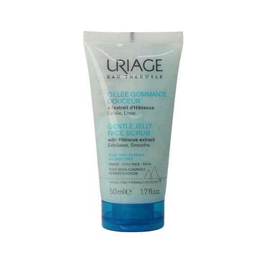 Uriage Thermaal Water Scrub gezicht, 50ml, in een tube met zachte textuur voor huidverzorging.