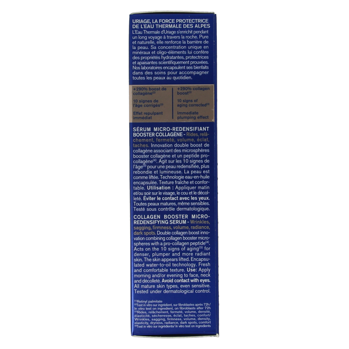 Uriage Age Absolu CollagenBooster serum in a 30ml bottle, facial skincare product with a white and purple packaging design.