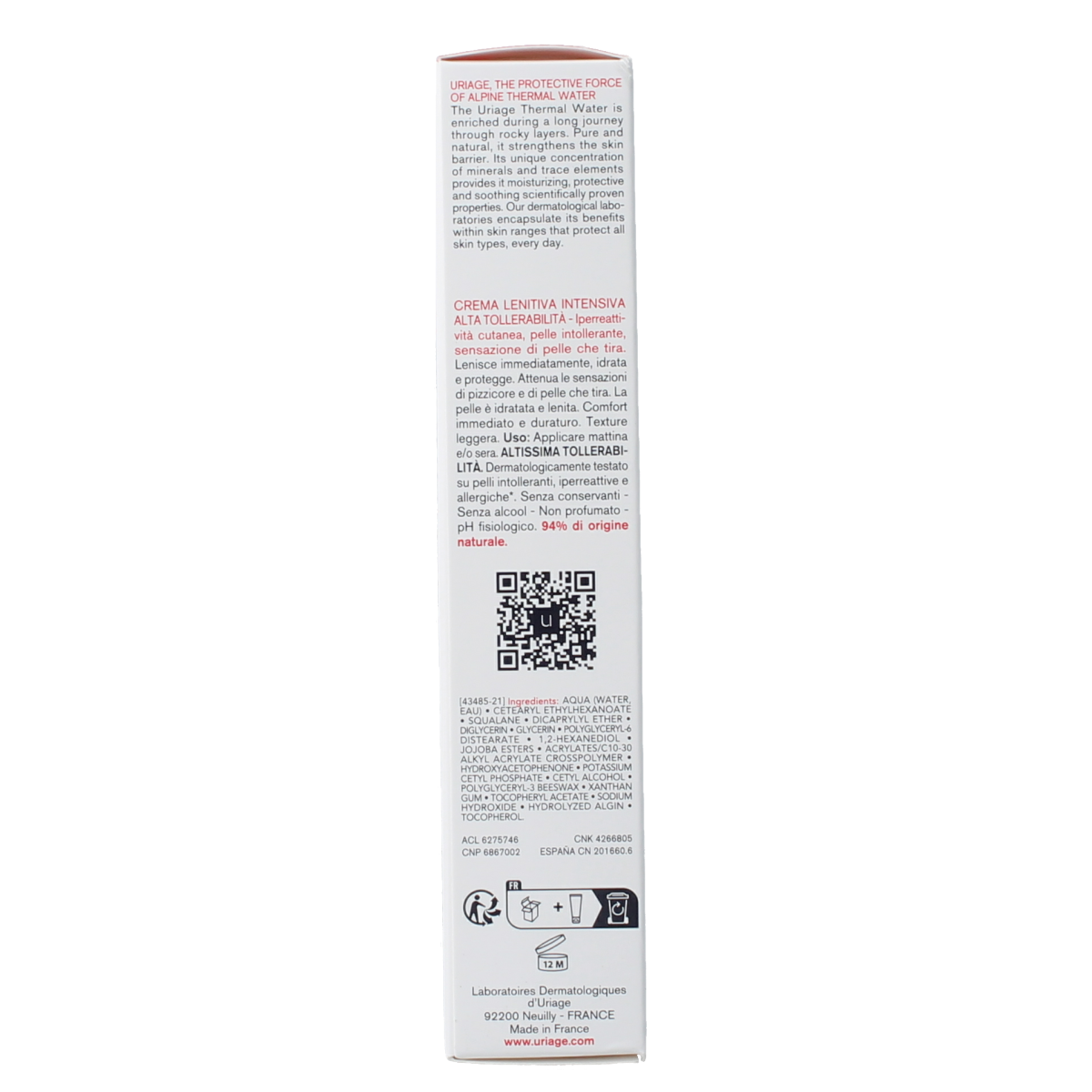 Uriage Tolederm control verzachtende gezichtsverzorging tube, 40ml, with soothing and calming skin benefits.