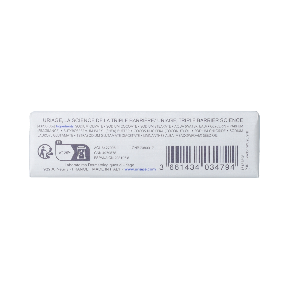 Uriage Cleansing cream bar  125.00 Gram