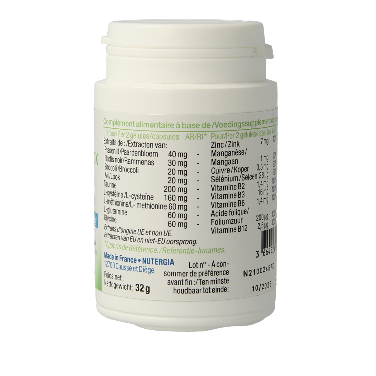 Nutergia Ergydetox herbal supplement capsules, 60-count, natural herbal remedy for detox and wellness.