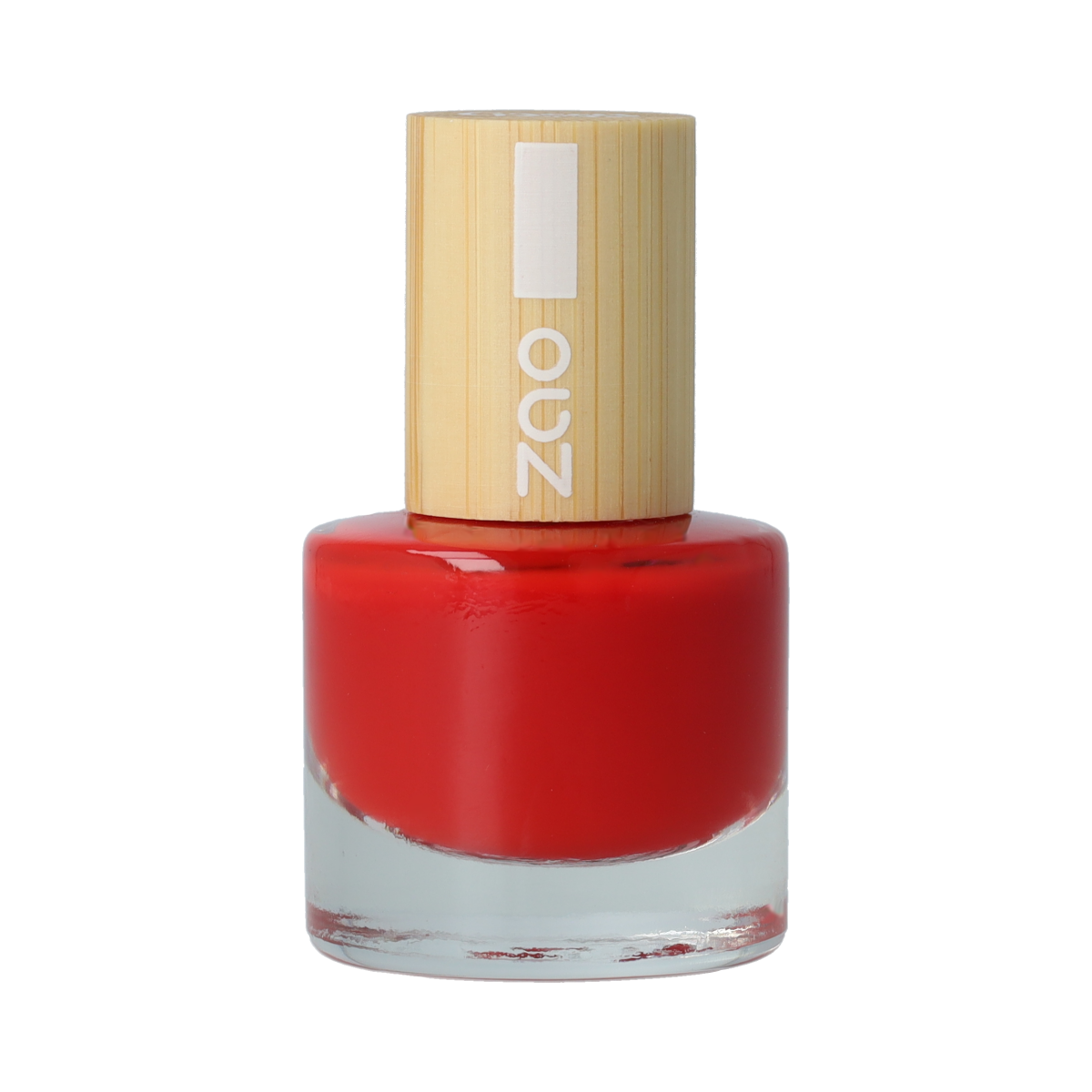 ZAO Bamboo Nail Polish 650 Carmin Red, make-up product, 8ml bottle with vibrant red lacquer and bamboo cap design.