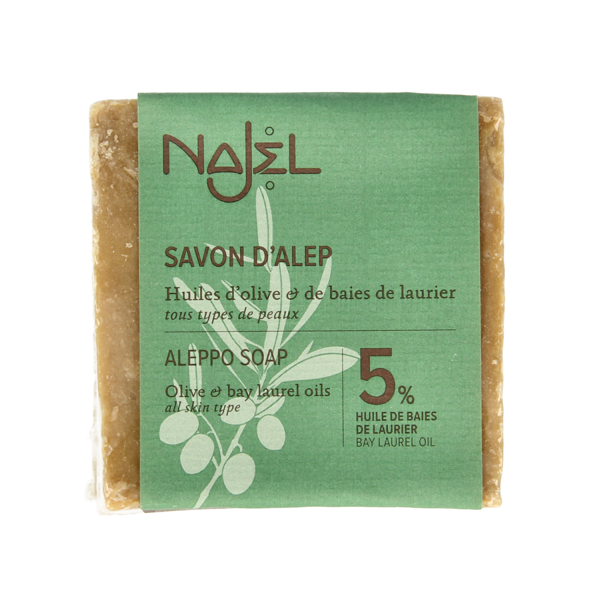 Najel Aleppo Aleppo olijf zeep 5% laurier 190.00 Gram