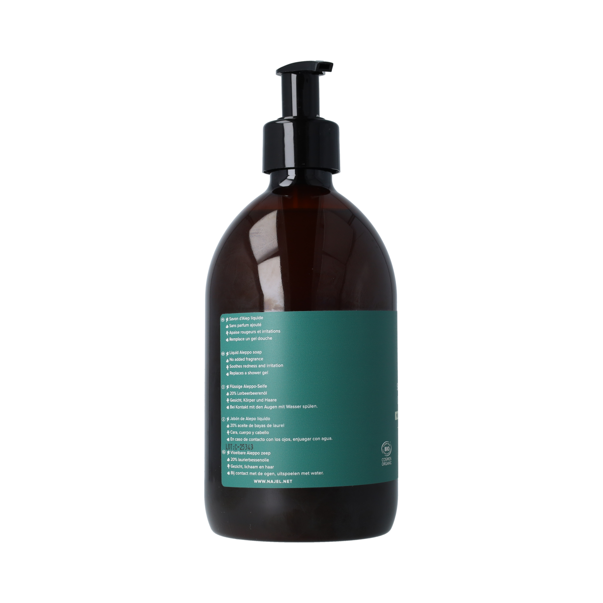 Najel Aleppo Zeep liquid laurier 20% pompfles 500.00 Milliliter