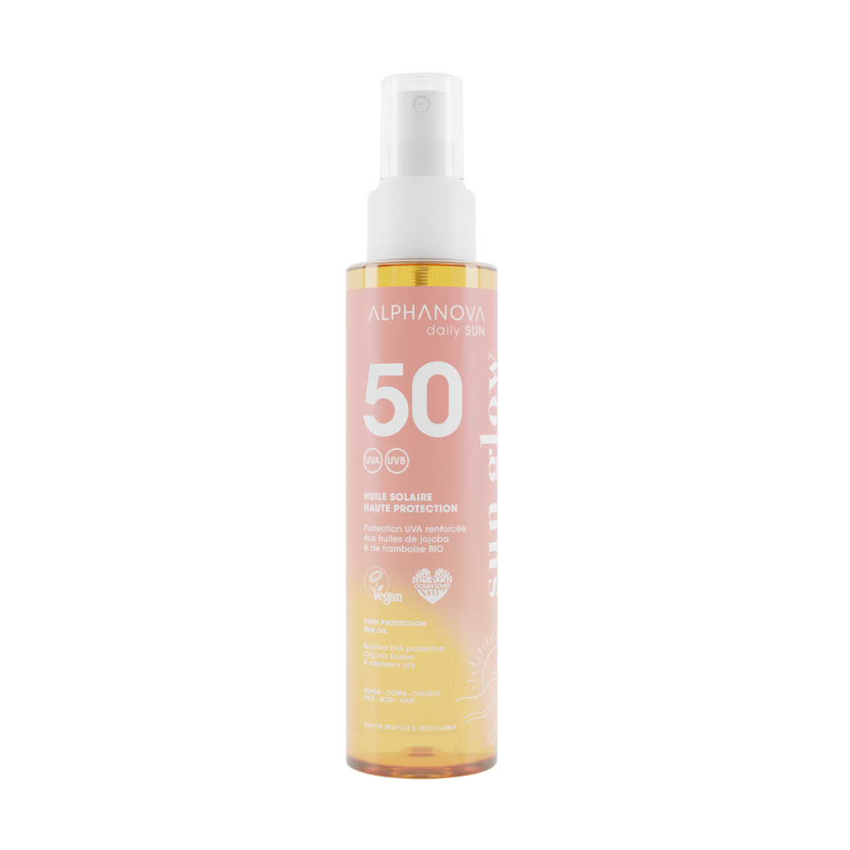 Alphanova Sun Protective sun oil sun glow bio SPF50 125 Milliliter