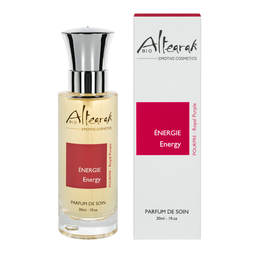 Altearah Parfum de soin royal purple energy bio in 30ml bottle, natural fragrance with purple energy theme, for holistic wellness.