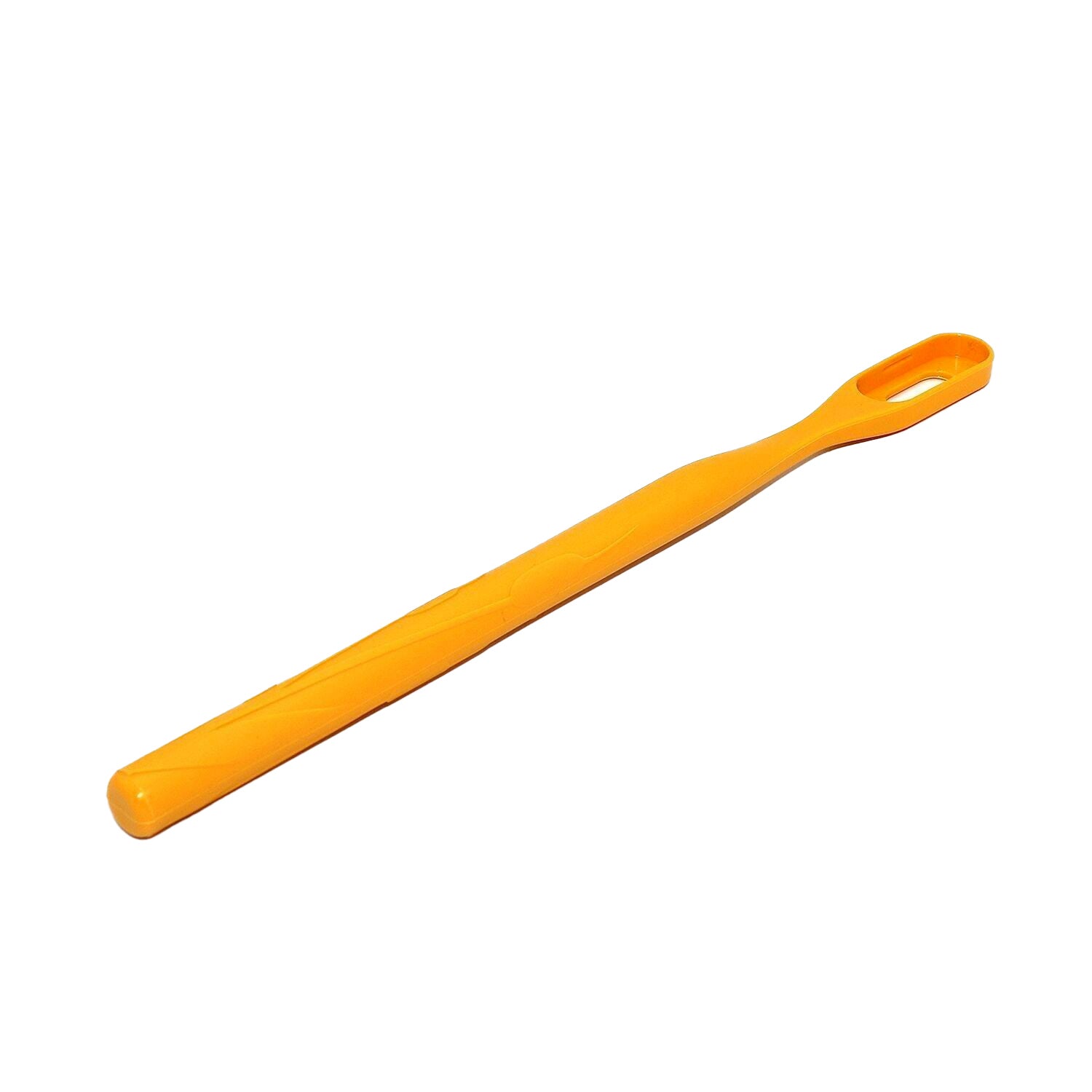 Yellow Lamazuna kids toothbrush handle, green and yellow design, with soft bristles for children, on a white background.