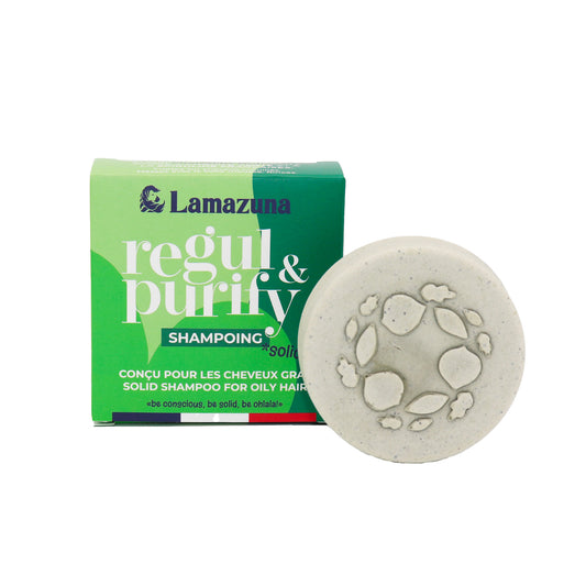 Lamazuna shampoo bar for oily hair, 60g, natural hair care product for cleansing and purifying oily scalp and hair.