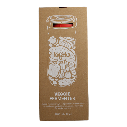 Kefirko veggie fermenting jar, 1400ml, for fermentation and pickling, with glass lid and stainless steel clasp.