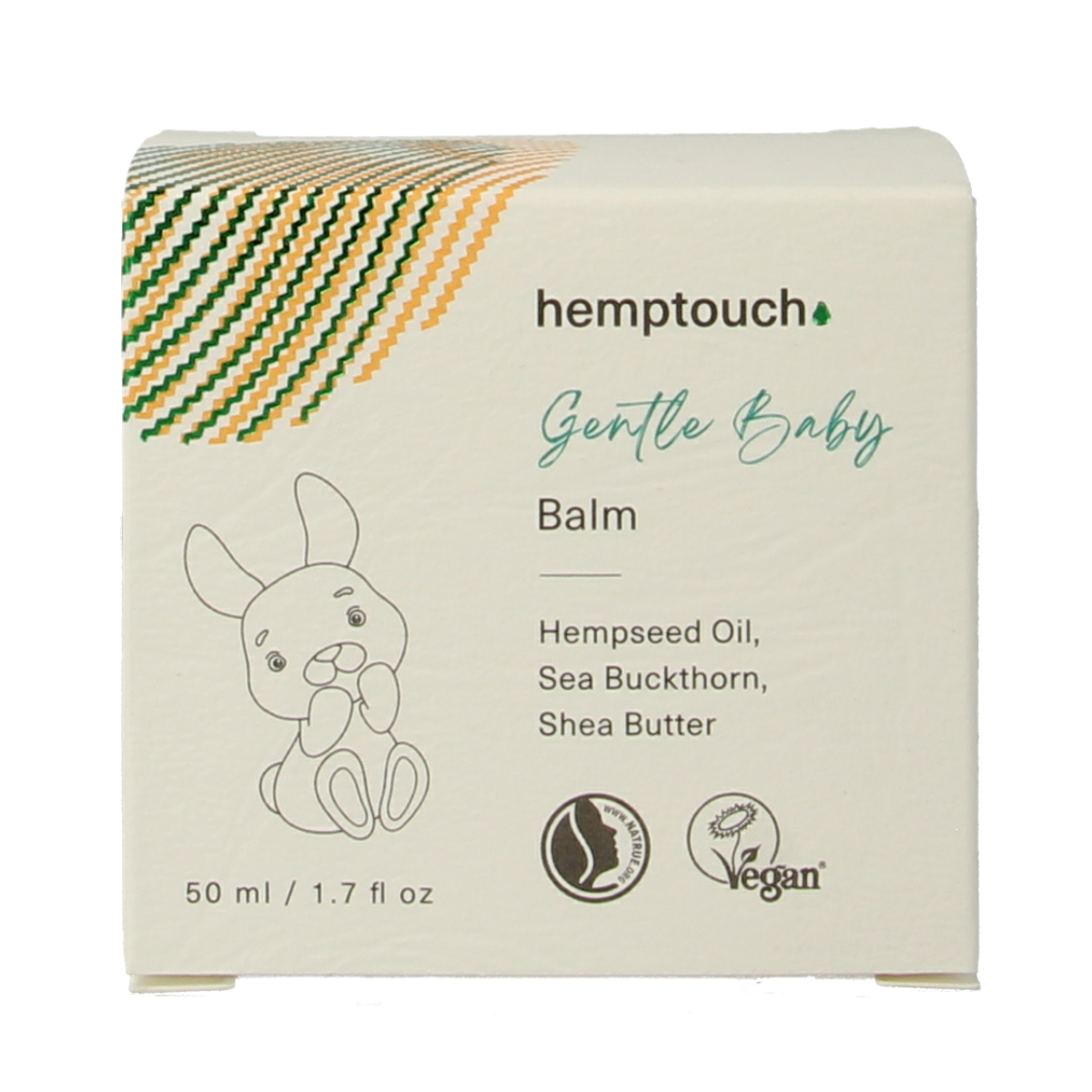 Hemptouch Gentle Baby Balm 50ml, natural skincare product for babies and toddlers, with soothing herbal ingredients.