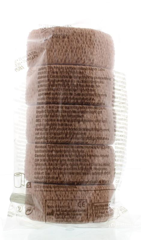3M Snelverbanden en Zwachtels 5 Rol 3M Coban zelfklevende zwachtel huidkleur 2.5cm x 4.5m 5 Rol