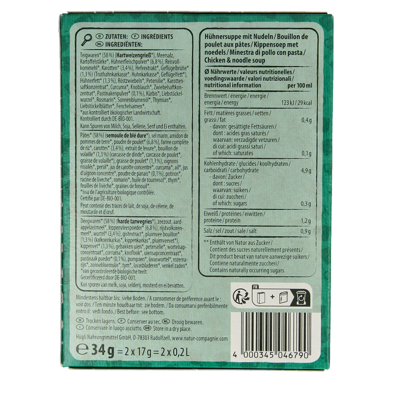 Natur Compagnie Instant soup kip bio 34 Gram