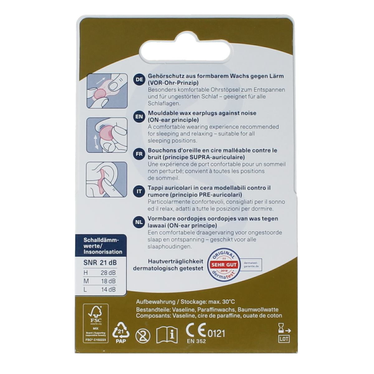 Ohropax Gehoorbescherming oordopjes, 20 stuks, soft en comfortabel voor gehoorbescherming, in verpakking.