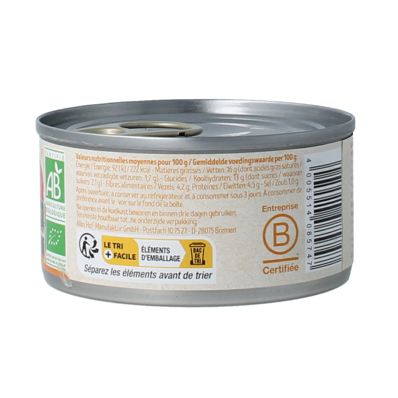 Tartex Pate zongerijpte groente bio 125 Gram
