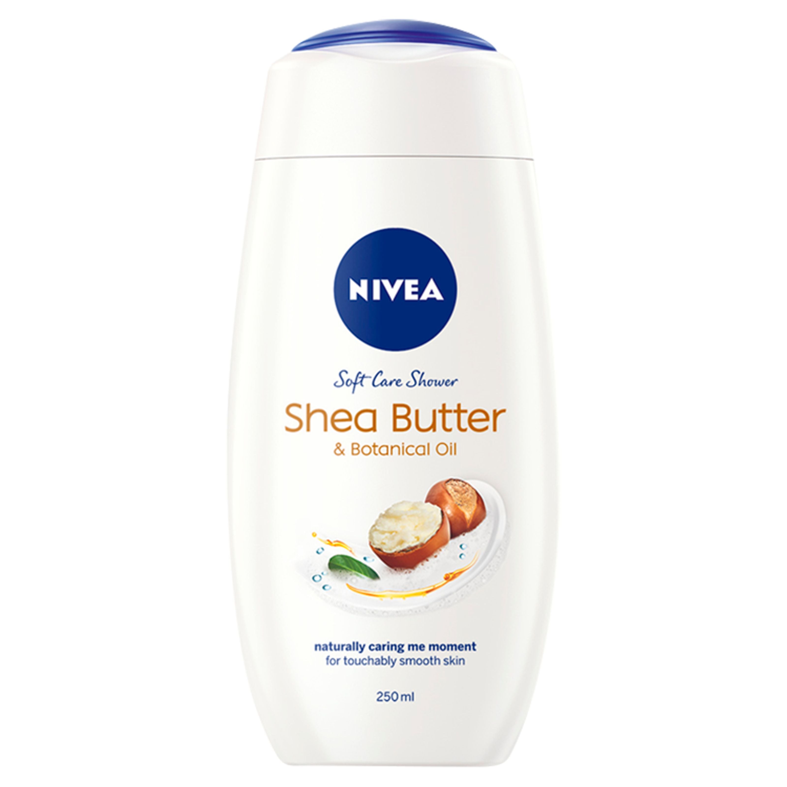 Nivea Care Shea Butter shower gel in 250ml bottle, moisturizing body and shower product with shea butter scent.