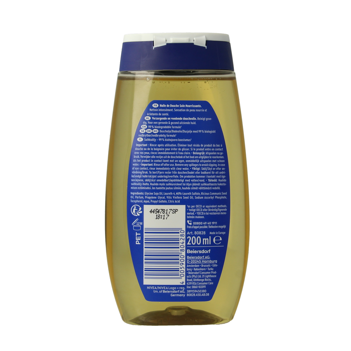 Nivea Natural douche olie verzorgend 200.00 Milliliter