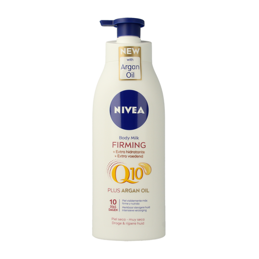 Nivea Body Milk Q10 Plus with Argan Oil in 400ml bottle, hydrating body moisturizer for smooth skin.