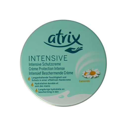 Atrix protective body cream in a 250ml metal tin, suitable for nourishing and caring for skin.