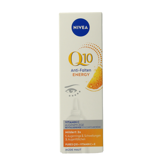 Nivea Q10 Power Eye Contour Cream in 14ml tube, designed for eye care and reducing signs of fatigue.