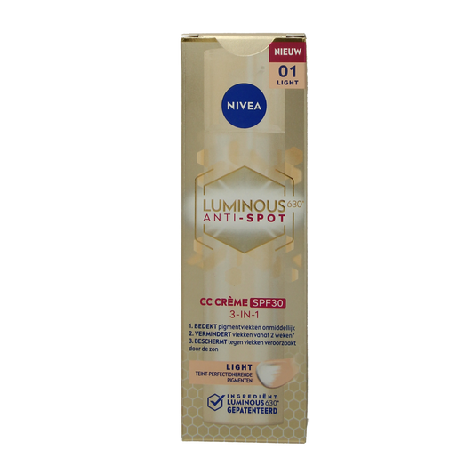 Nivea Cellular Luminous 630 facial fluid with SPF30 in 40ml, light skincare product for radiant skin, shown in the image.