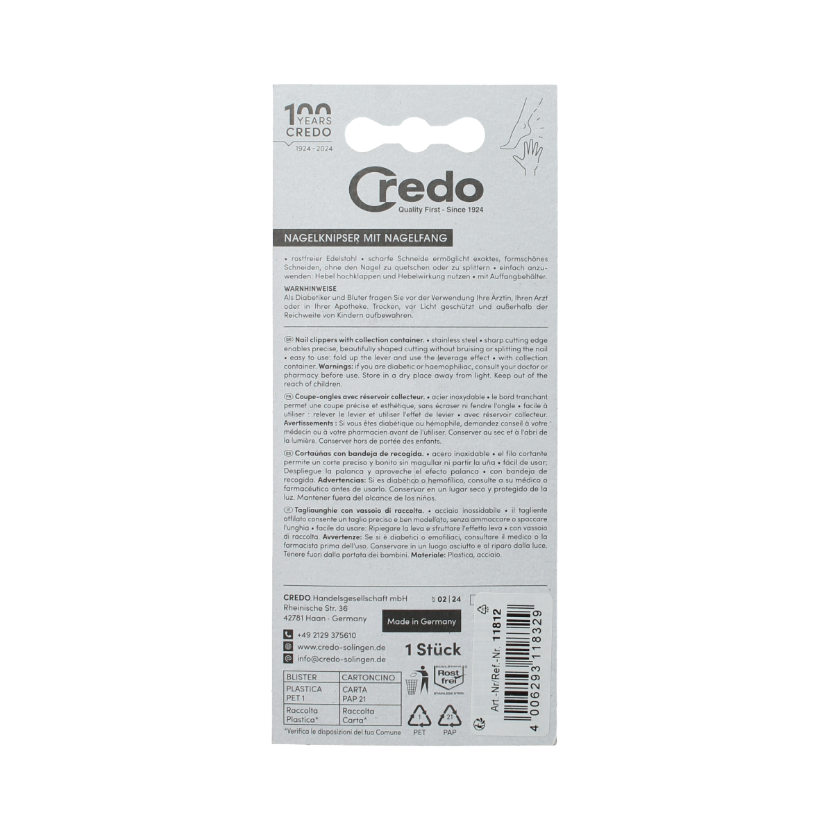 Credo Nagelknipper boog opvang assorti 1.00 Stuks