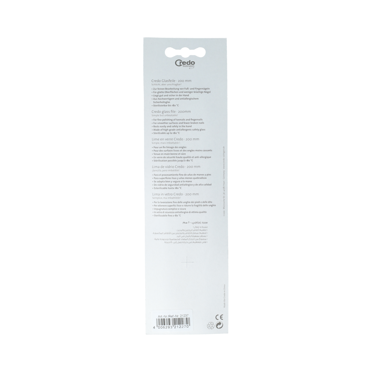 Credo Glasvijl pedicure 200mm 1.00 Stuks