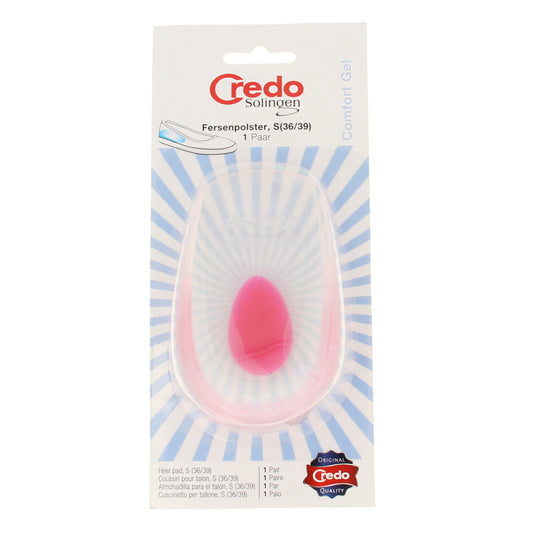 Credo Gel hielkussen for shoe comfort, size 36-39, in a pair, designed for foot care and heel cushioning.