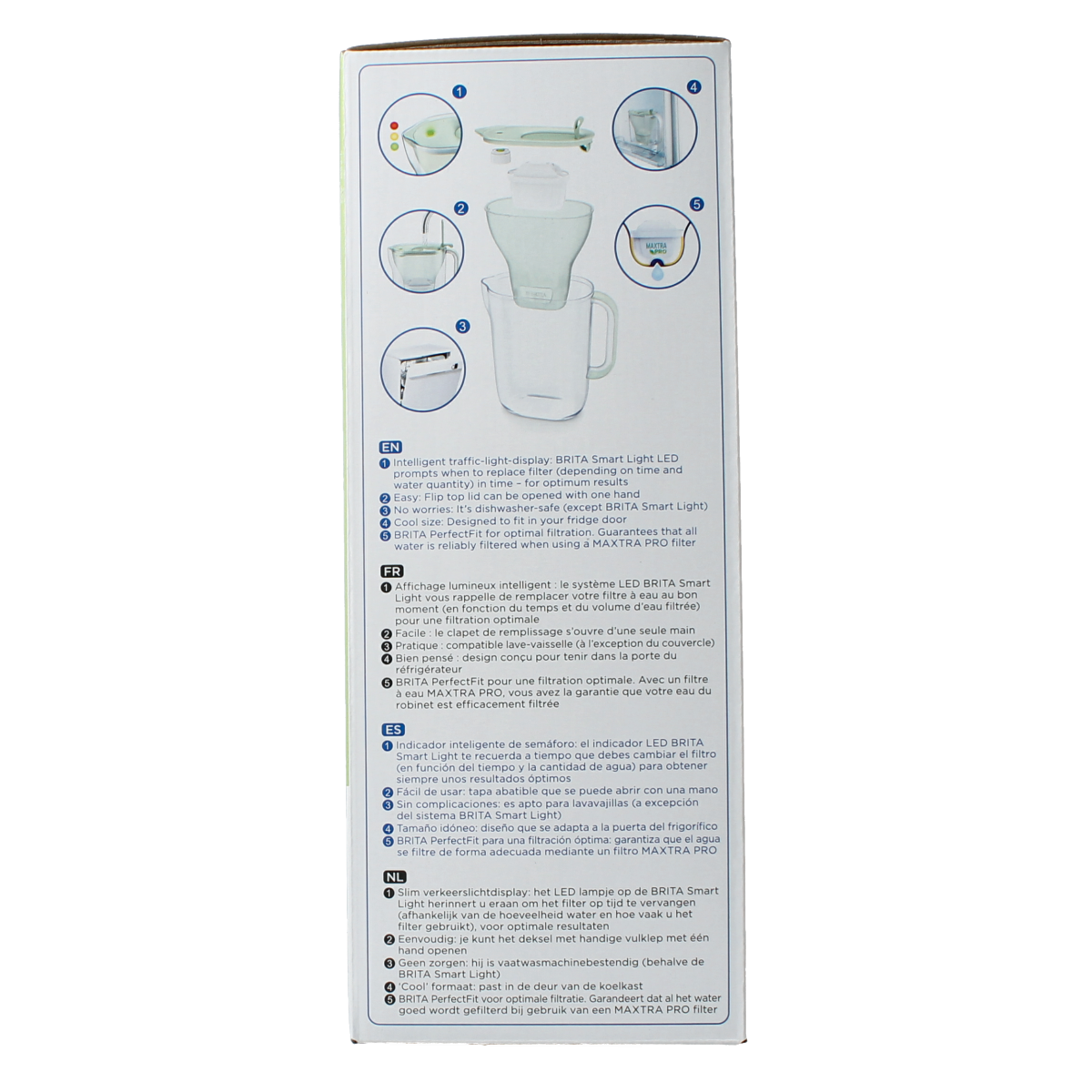 Brita Eco powder green water filter pitcher for cooking and dining, 1 liter capacity, in a vibrant green color.
