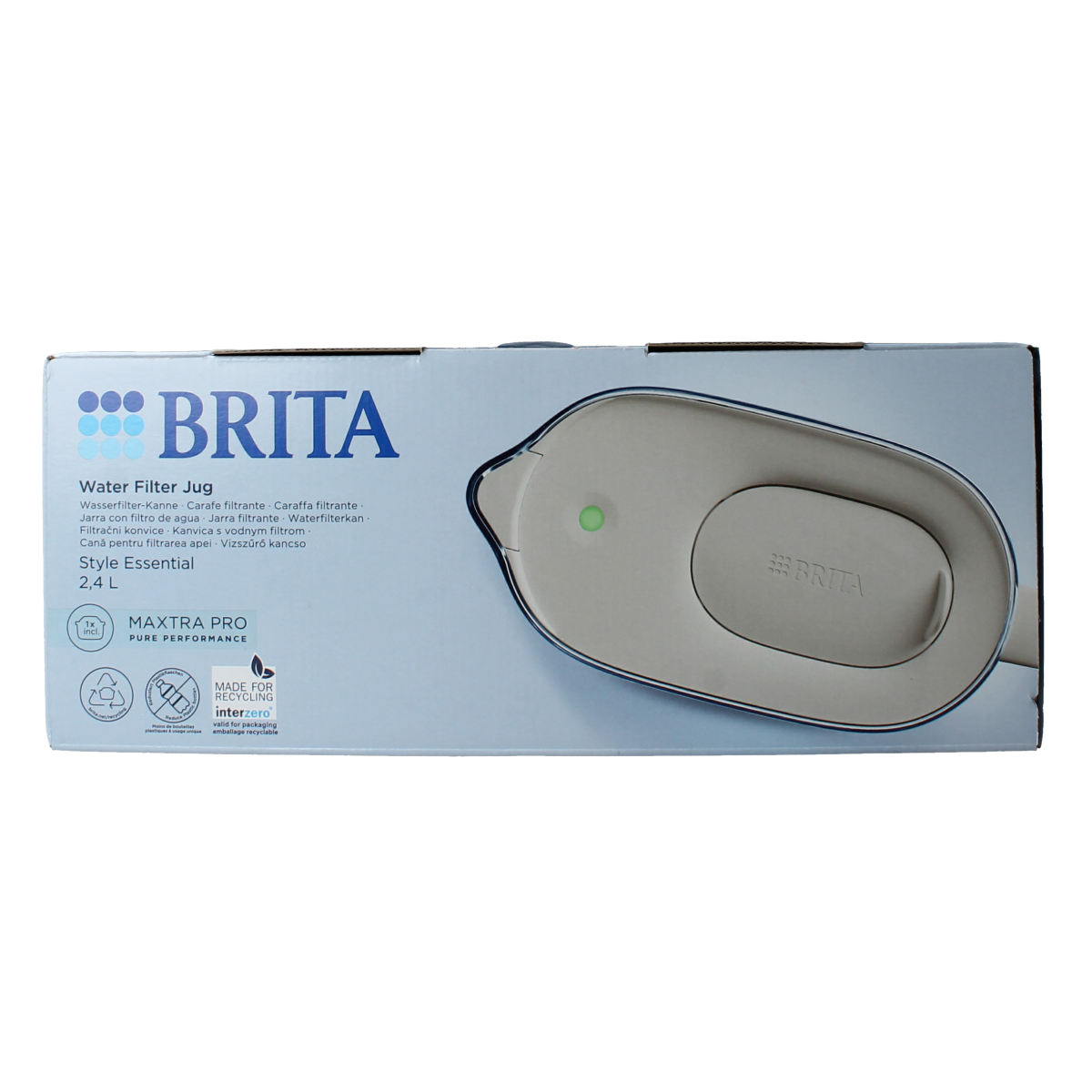 Brita Style Essential Cool sand water filter jug for drinking and cooking, 1-liter capacity, Brita brand, transparent design