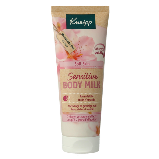 Kneipp Bodymilk soft skin mini 75ml bottle, moisturizing body lotion for smooth, nourished skin in a compact size.