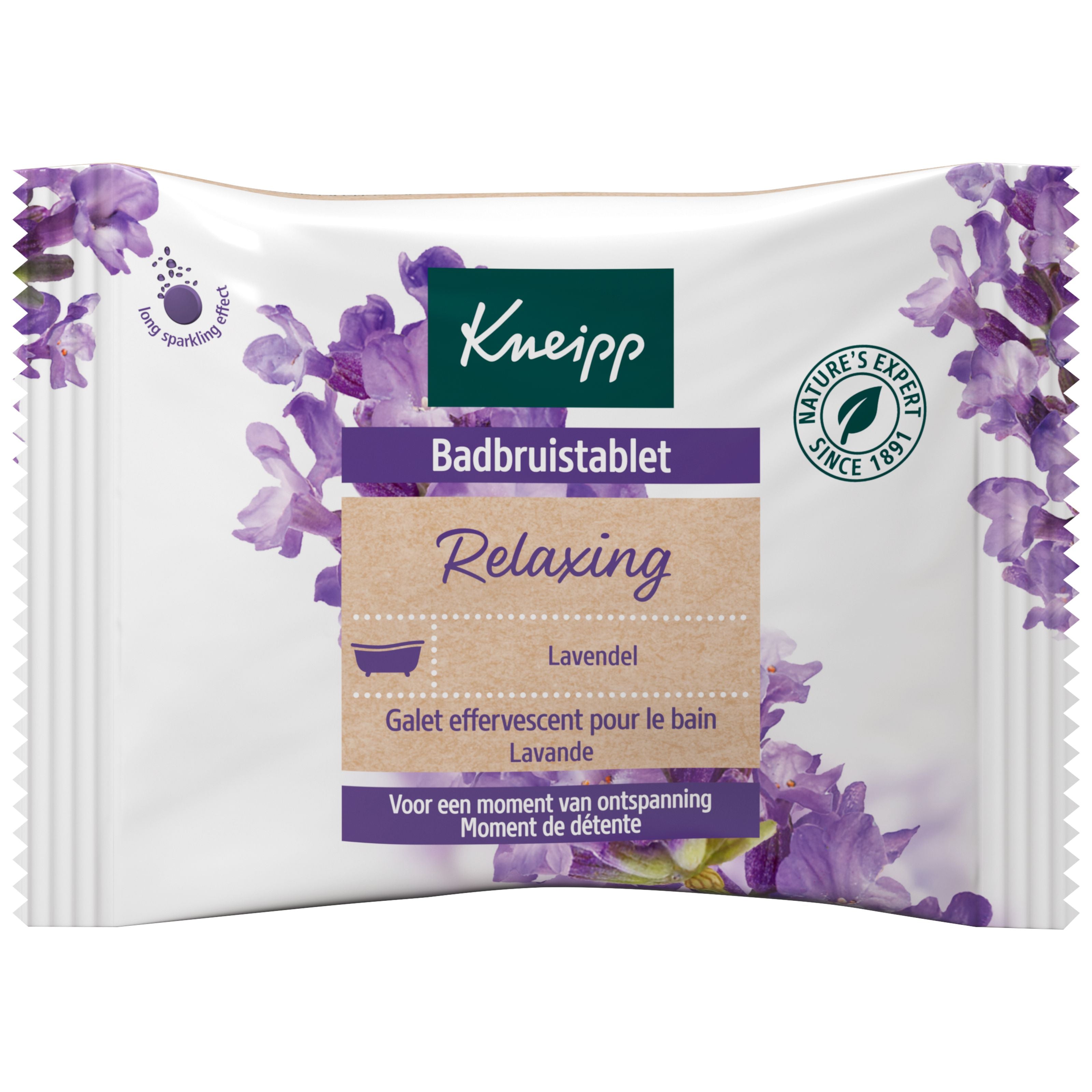 Kneipp badbruistablet Relaxing Lavendel, lavendelgeurende bruisende badtablet van 80 gram