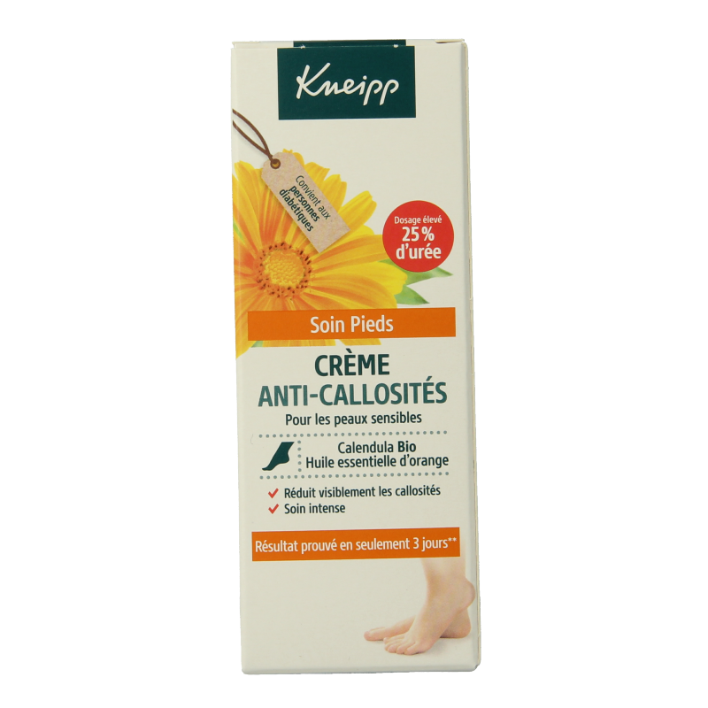 Kneipp foot care eeltcreme with calendula and orange oil, 50ml, moisturizing and soothing for dry, rough feet.