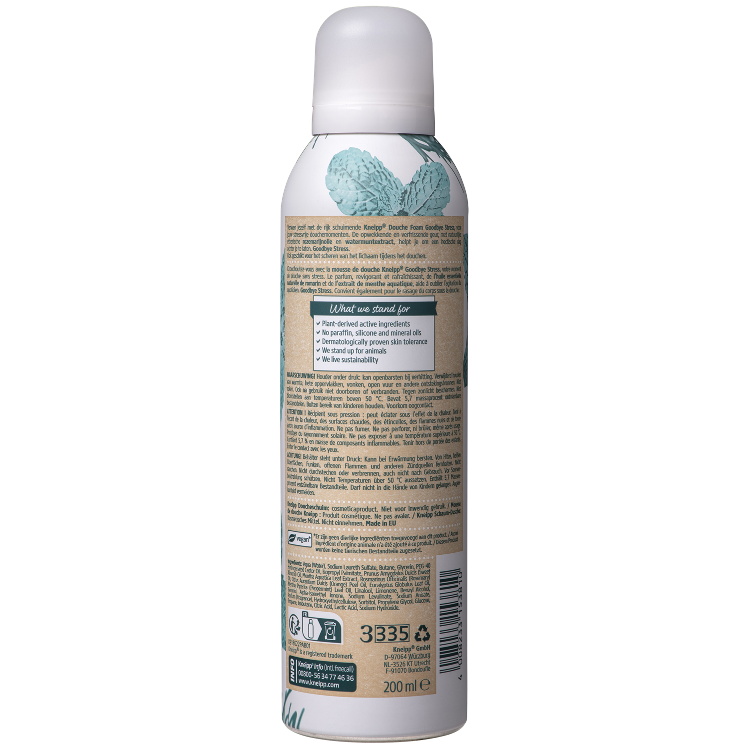 Kneipp Goodbye Stress douche foam, 200 ml, bath and shower product in a pump bottle