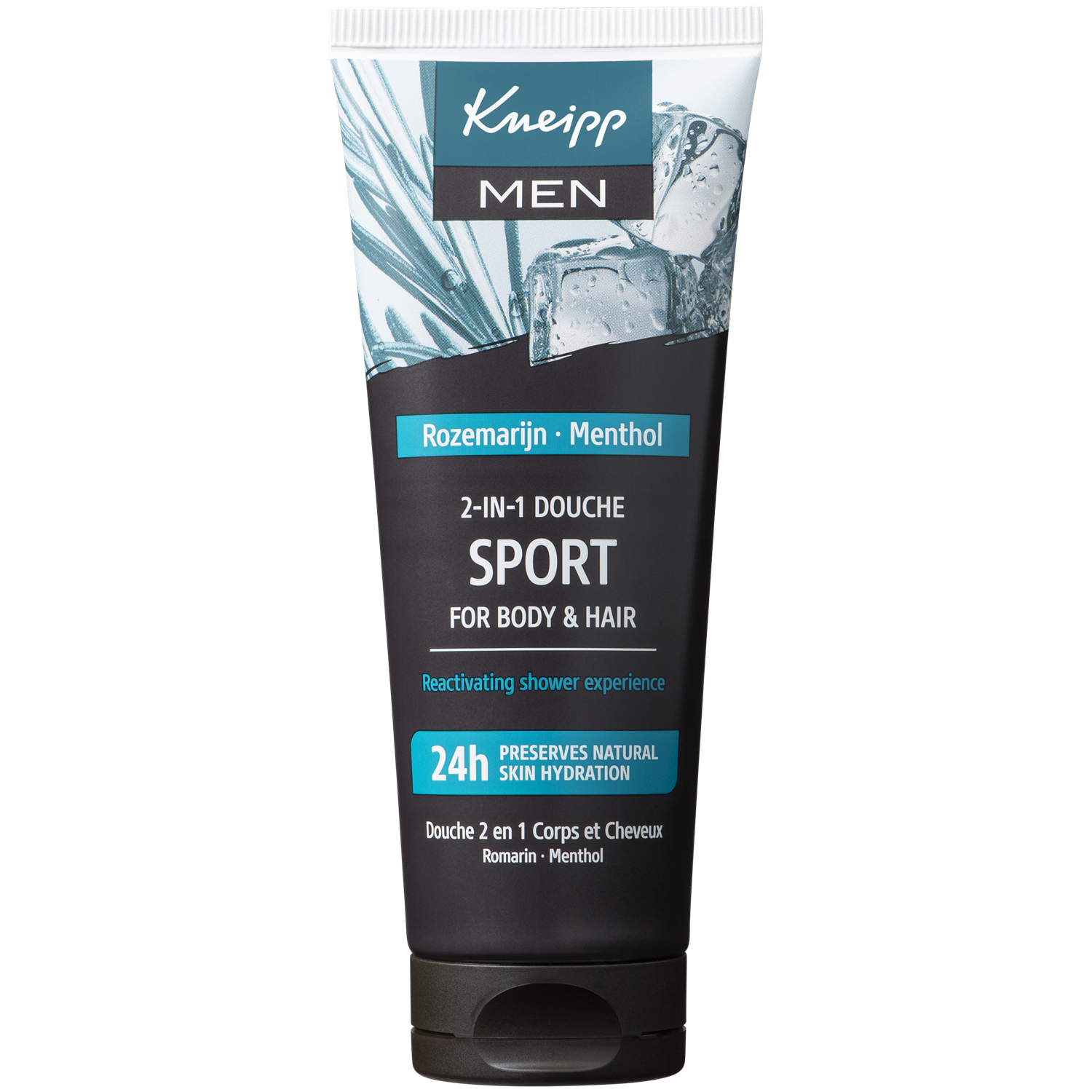 Kneipp Mini 2-in-1 Men Douchegel & Shampoo Sport bottle, 75ml, for refreshing shower and hair wash.