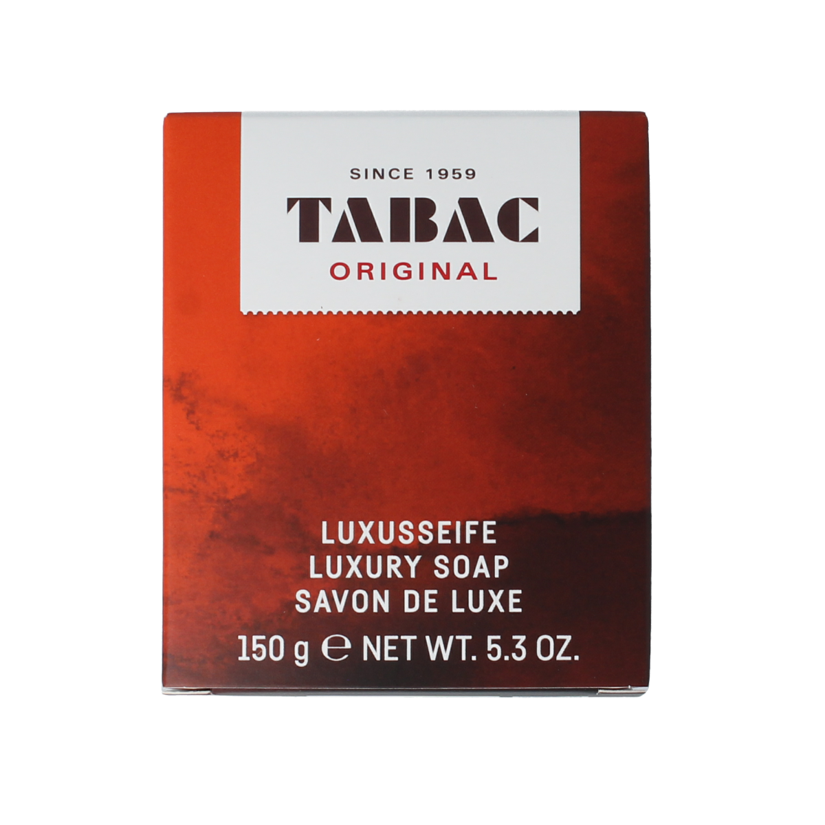 Tabac Original soap bar, 150g, with classic packaging and textured surface, suitable for men's grooming and skincare.