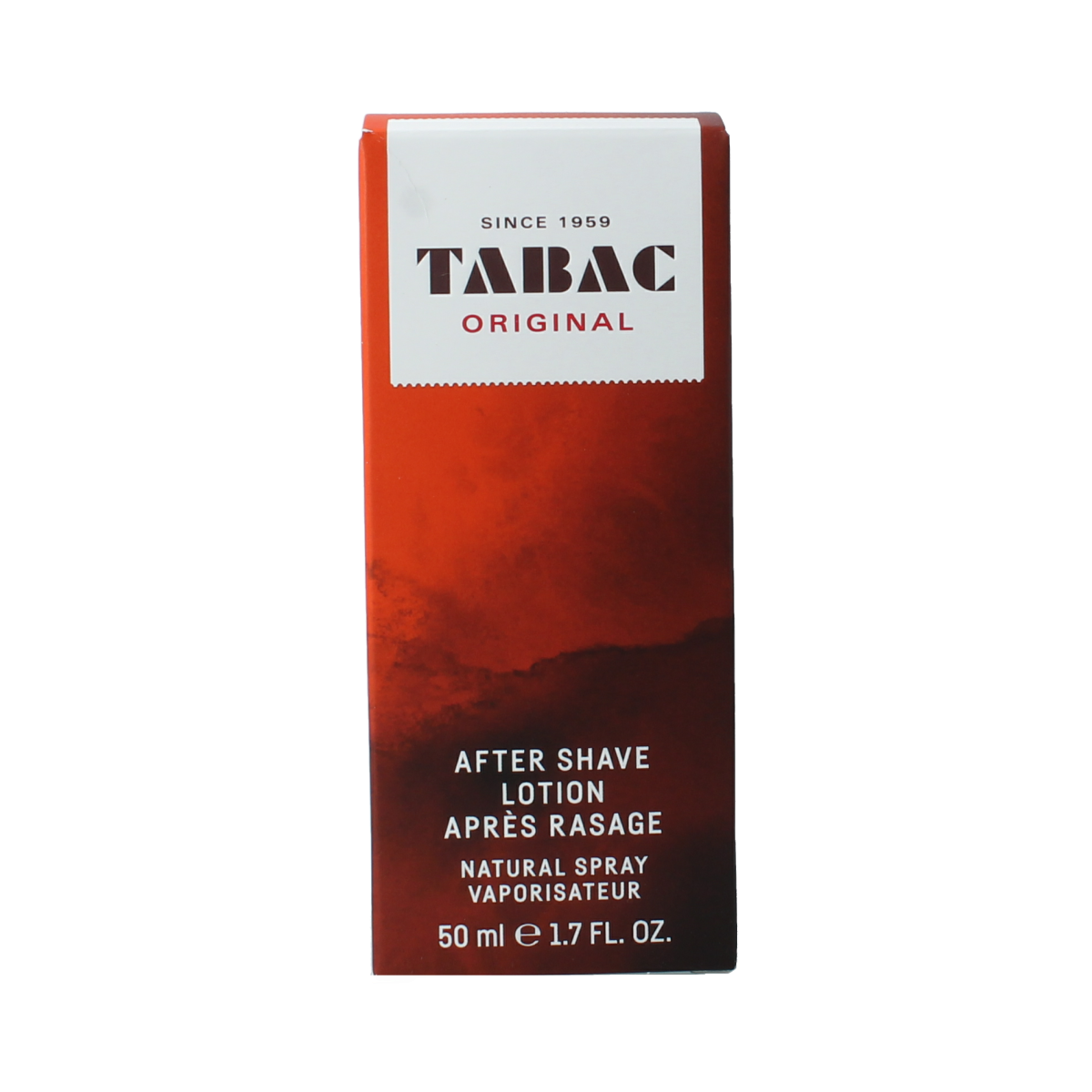 Tabac Original aftershave lotion spray 50ml, a natural fragrance for men, in a sleek bottle with a spray nozzle.