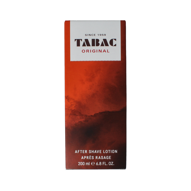 Tabac Original aftershave lotion in 200ml bottle, featuring classic packaging and branding, for soothing after-shaving care.