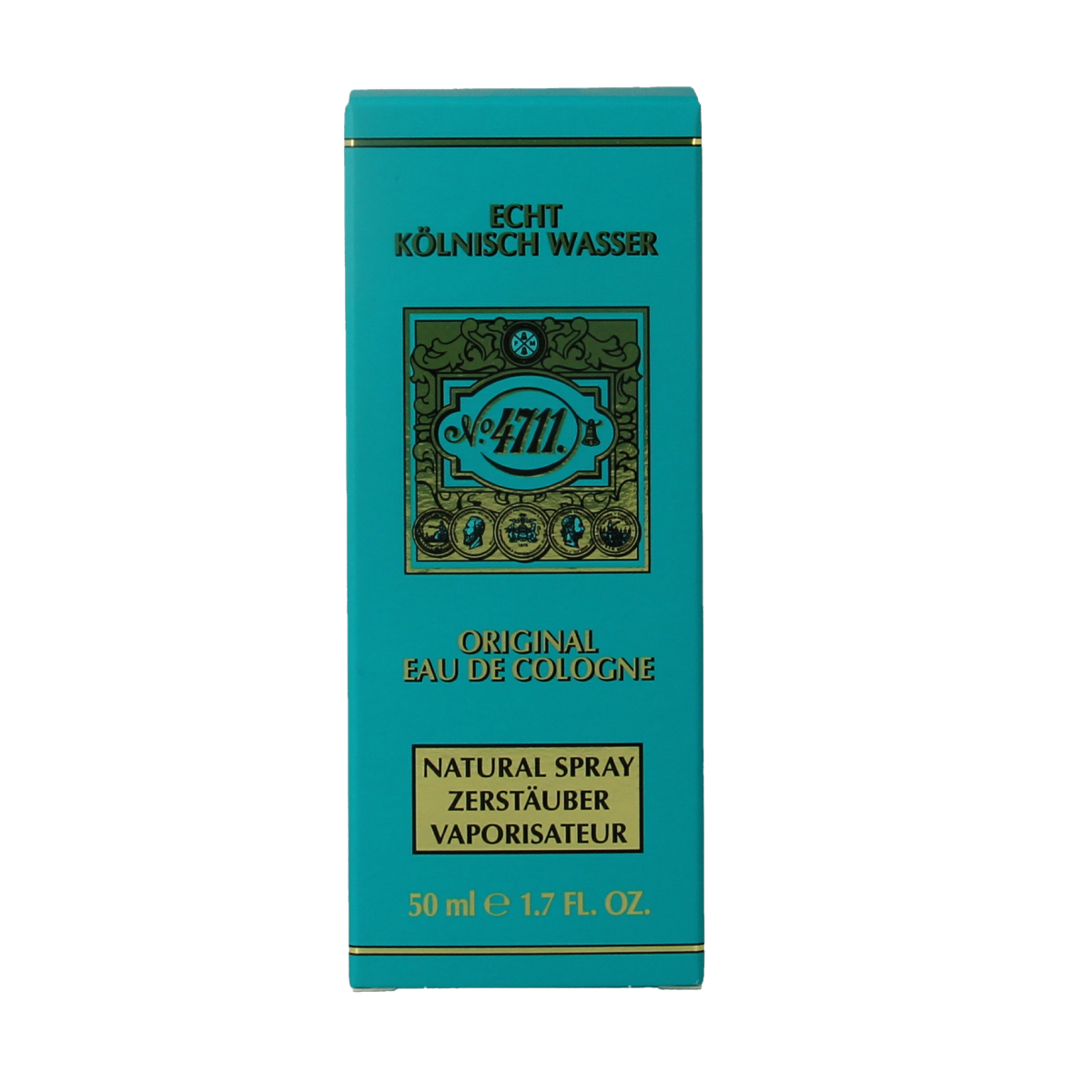 4711 original Eau de Cologne natural spray bottle, 50ml, with elegant packaging and classic design.