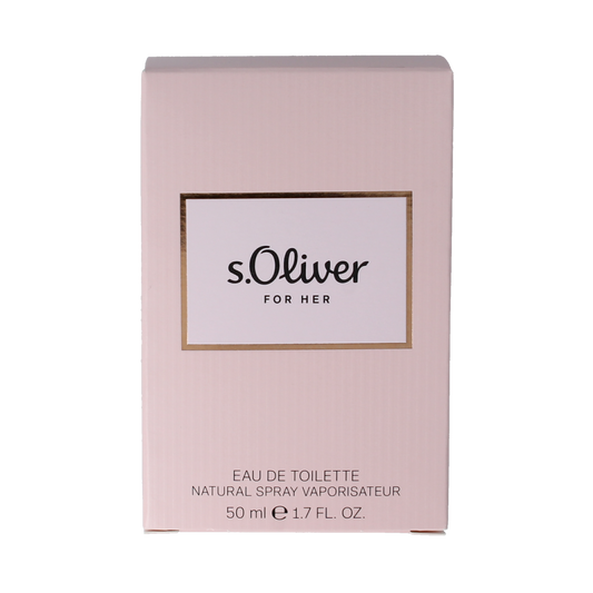 S Oliver For Her eau de toilette spray 50ml, elegant fragrance with floral and fruity notes, in a sleek perfume bottle.