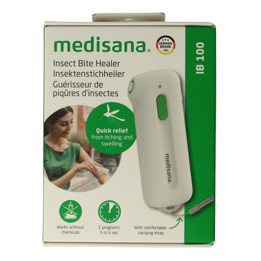 Medisana IB100 insect bite relief pen, a compact device used to soothe insect bites and stings.