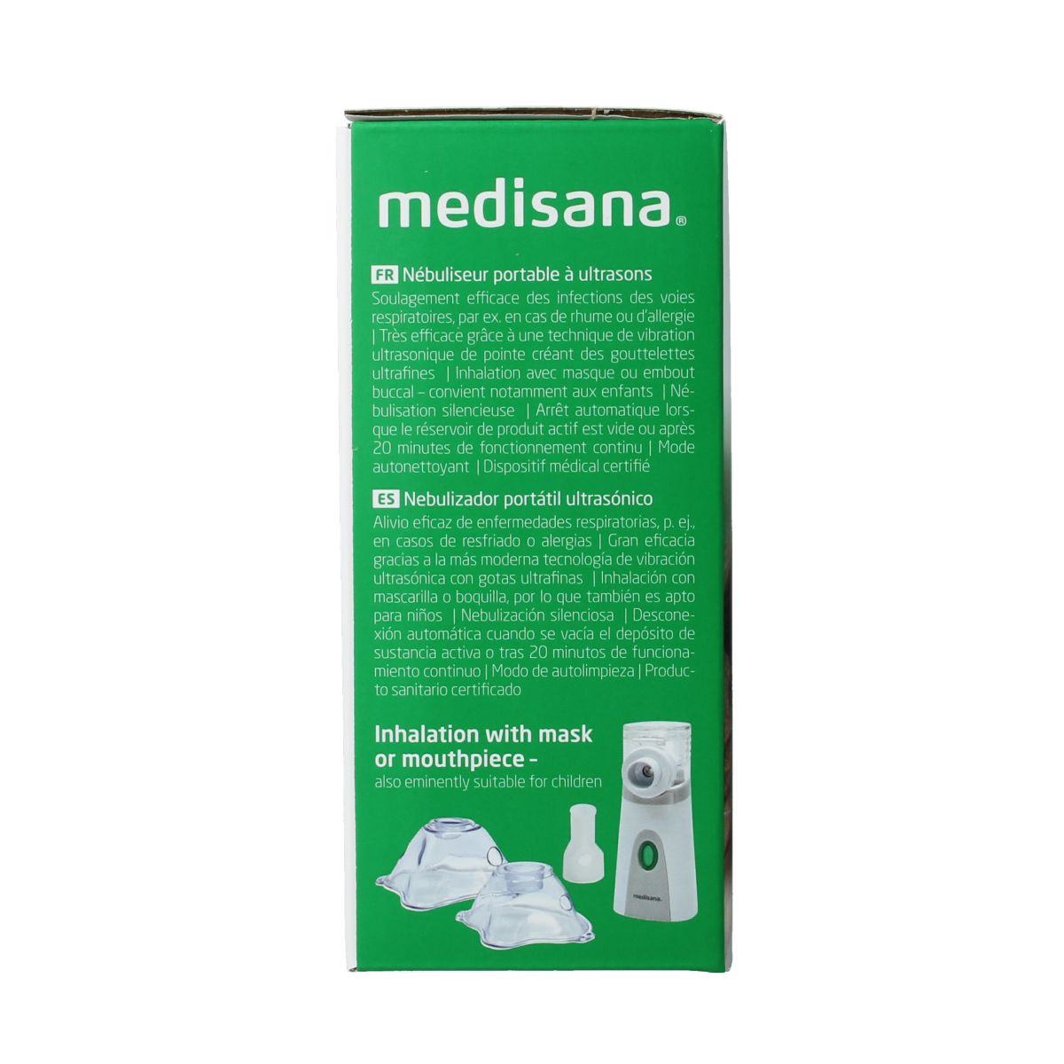 Medisana IN 515 Ultrasone inhalator for nasal care, showing the compact device used for inhalation therapy.
