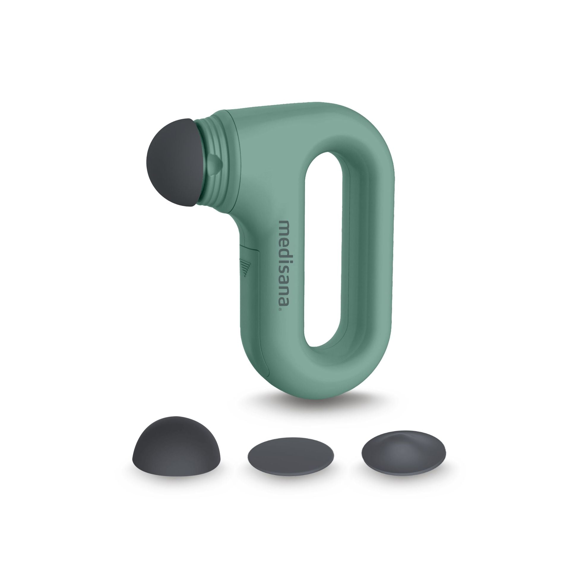 Medisana mini hand massage device HM330 for muscle and joint care, showing the compact handheld design and control buttons.