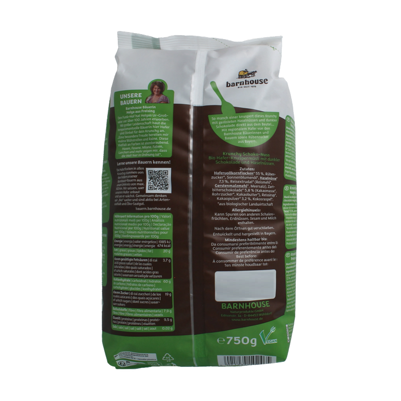 Barnhouse Muesli chocolade hazelnoot bio 750 Gram