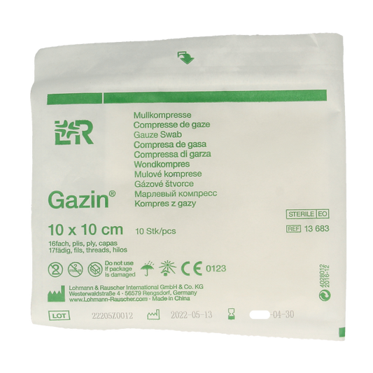 Gazin Gaaskompressen 10 x 10cm steriel 10 Stuks