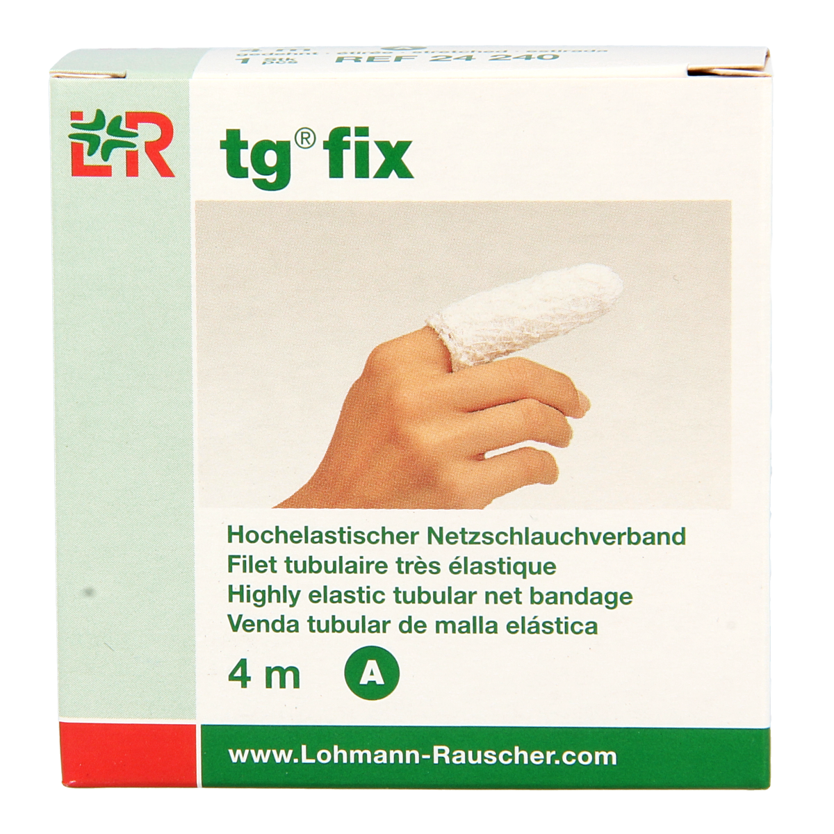 TG Fix elastic bandage, 4 meters, for finger support, in a sealed package, part of TG's medical bandage and dressing supplies.