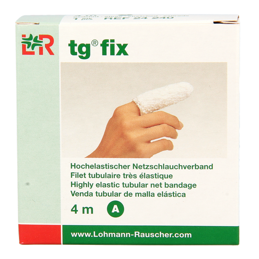 TG Fix elastic bandage, 4 meters, for finger support, in a sealed package, part of TG's medical bandage and dressing supplies.