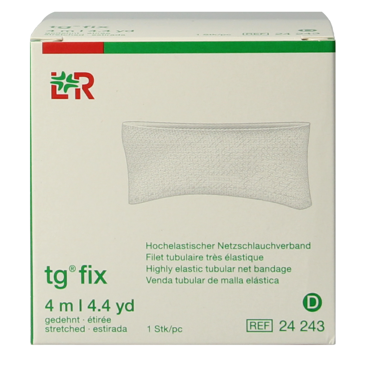 TG Fix netverband D rekbaar, 4-meter stretch bandage for head, torso, or small areas, in a single piece.