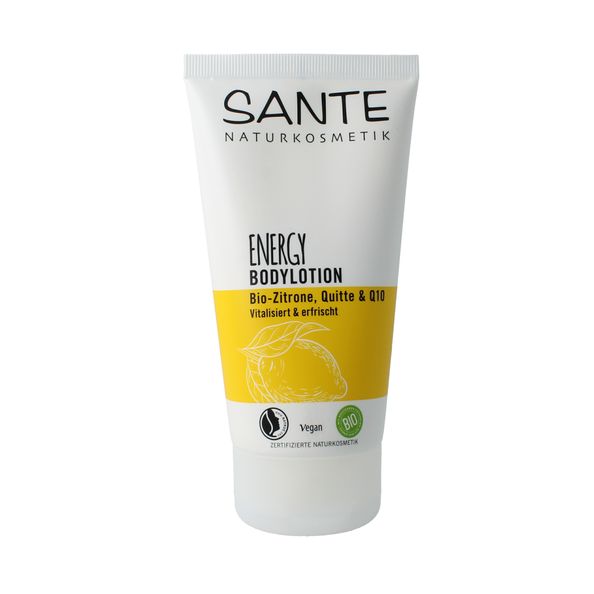 Sante Energy body lotion in 150ml bottle, featuring colorful packaging and smooth texture for nourishing body skincare.
