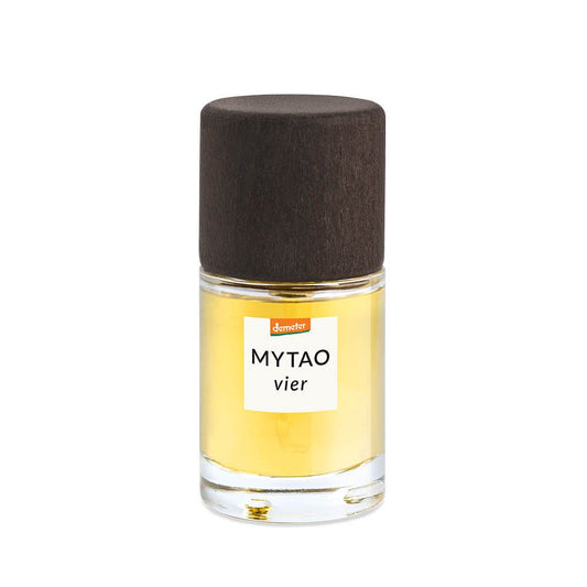 Baldini Mytao parfum vier bio demeter fragrance bottle, 15ml, with elegant packaging and natural scent design.